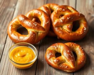 Ambachtelijke pretzels met grove mosterd