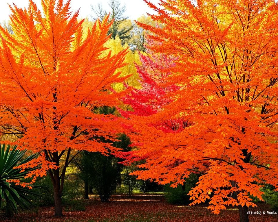 Bomen met prachtige herfsttinten