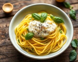 Courgette spaghetti met een romige citroensaus