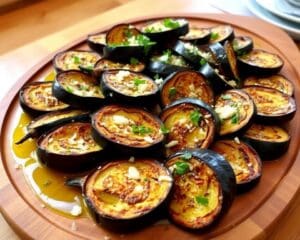 Geroosterde aubergines met knoflook en Parmezaanse kaas