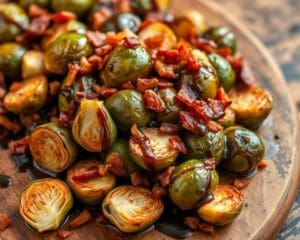 Geroosterde spruitjes met balsamico en spekjes
