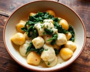 Gnocchi met spinazie en een romige kaassaus