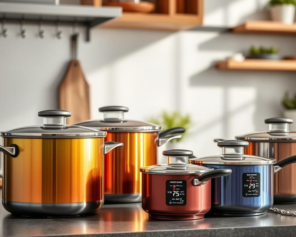 Keukenpotten met een ingebouwde temperatuuraanwijzer