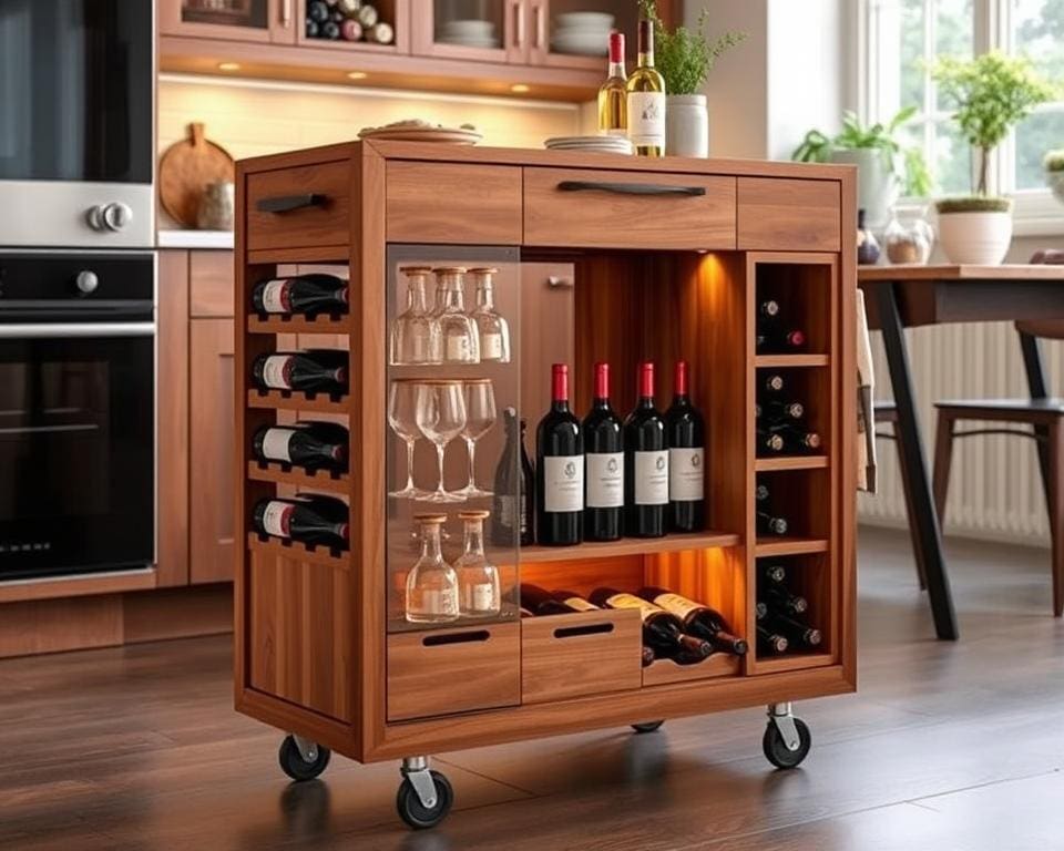 Keukentrolleys met ingebouwde wijnrekken