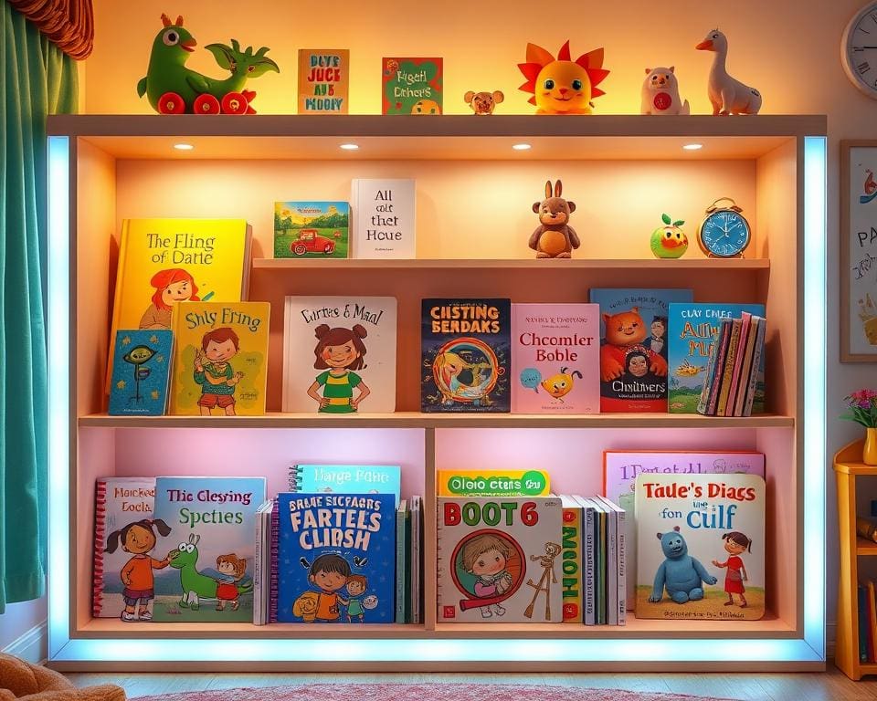 Kinderboekenrekken met ingebouwde LED-verlichting