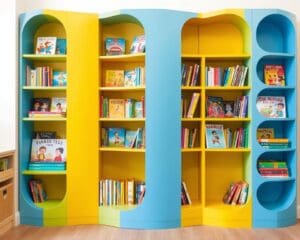 Kindvriendelijke boekenplanken met afgeronde hoeken