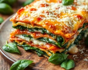 Lasagne met spinazie, ricotta en Parmezaanse kaas