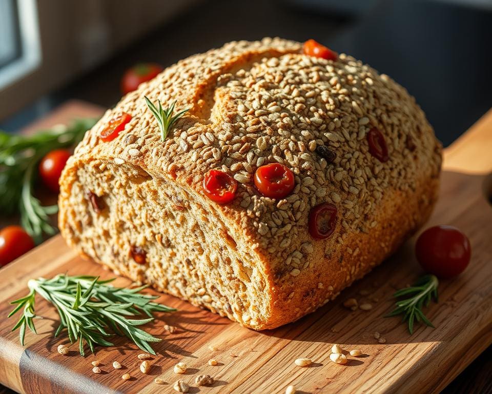 Meergranenbrood met rozemarijn en zongedroogde tomaten