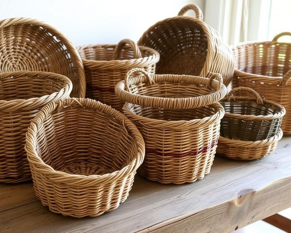 Rieten manden met een verstevigde onderkant