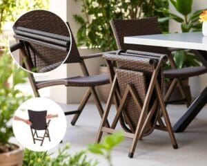 Rieten stoelen met een inklapbaar design voor opslag