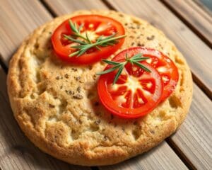 Volkoren focaccia met tomaat en rozemarijn