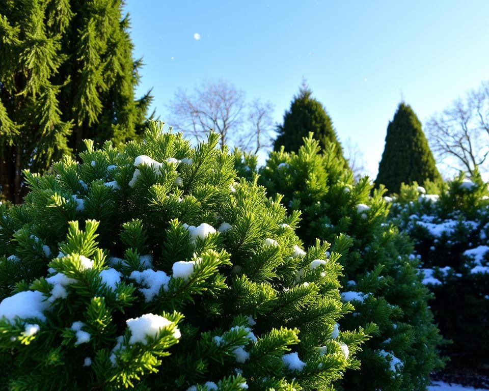 Welke struiken blijven groen in de winter?