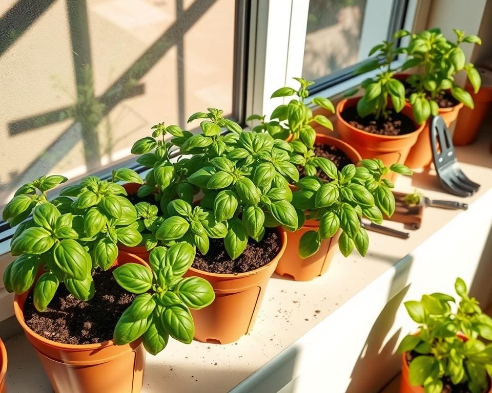 basilicum in pot planten