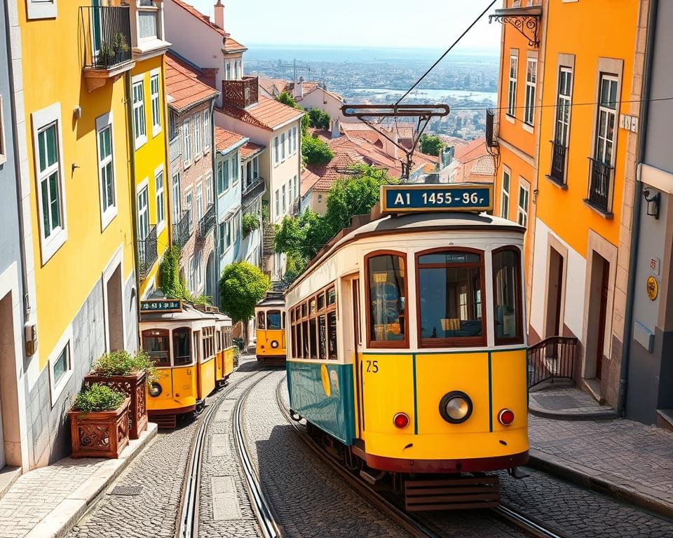 kleurige trams van Lissabon