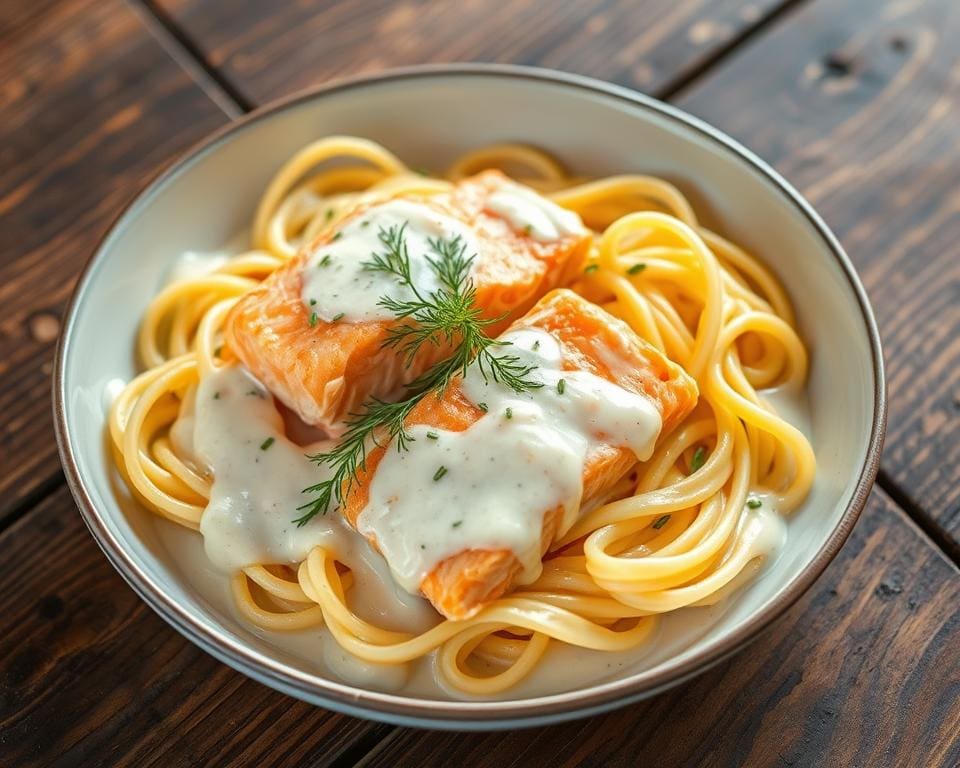 romige saus zalm pasta