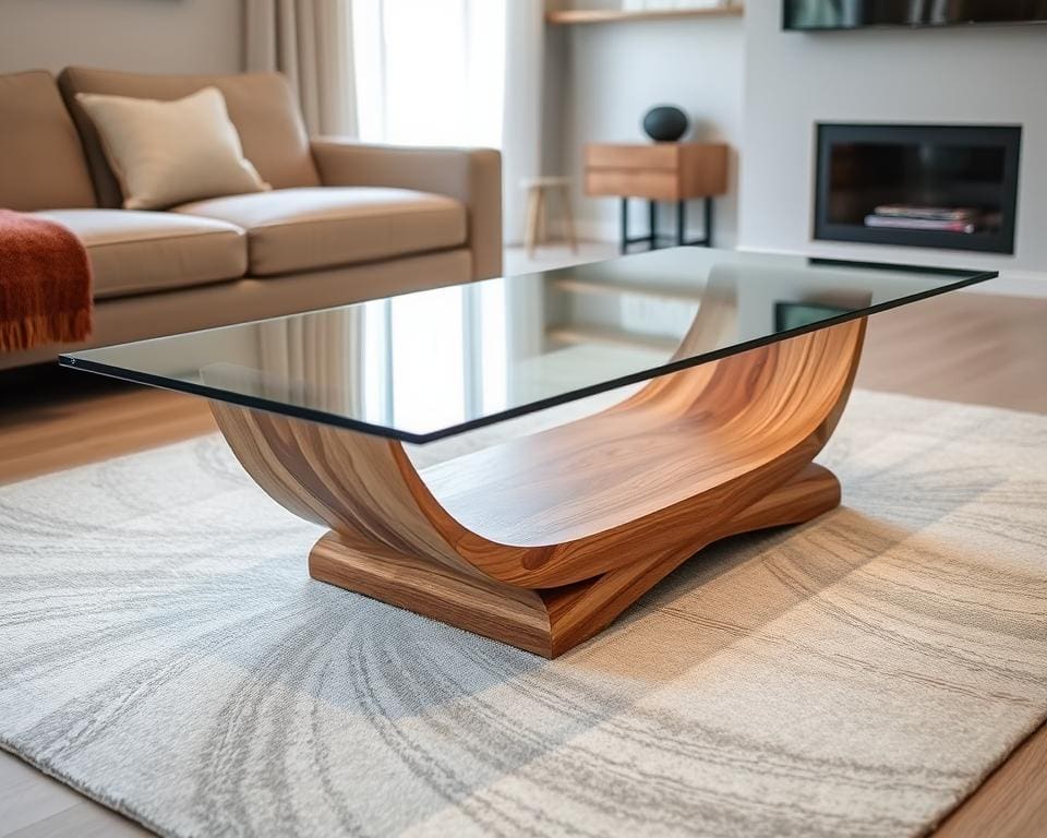 Design salontafel met glas en hout: tijdloos en elegant