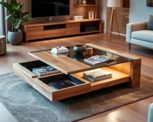 Design salontafel met verborgen opbergruimte