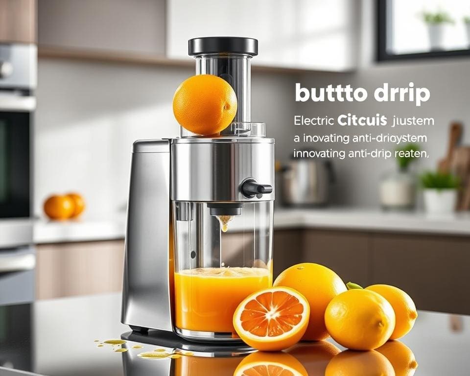 Elektrische citruspers met anti-druppelsysteem