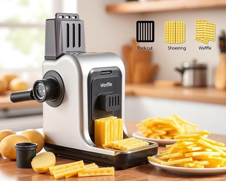 Elektrische frietsnijder met verschillende maten