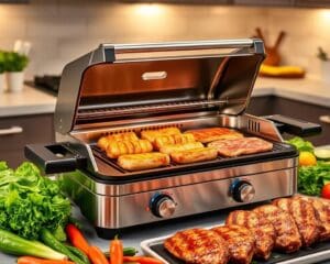 Elektrische grill met ingebouwde vetopvang