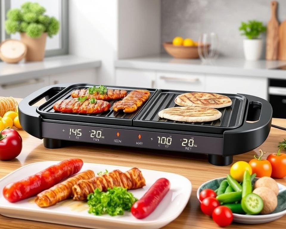 Elektrische grillplaat met dubbele temperatuurzones