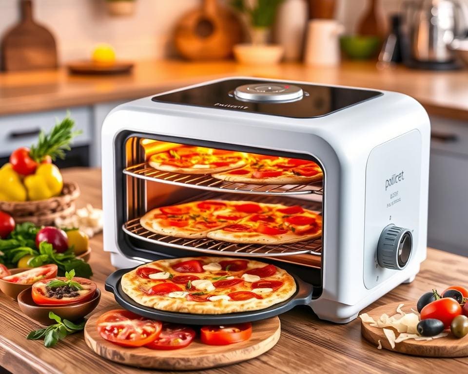 Elektrische pizzarette met individuele bakplaatjes