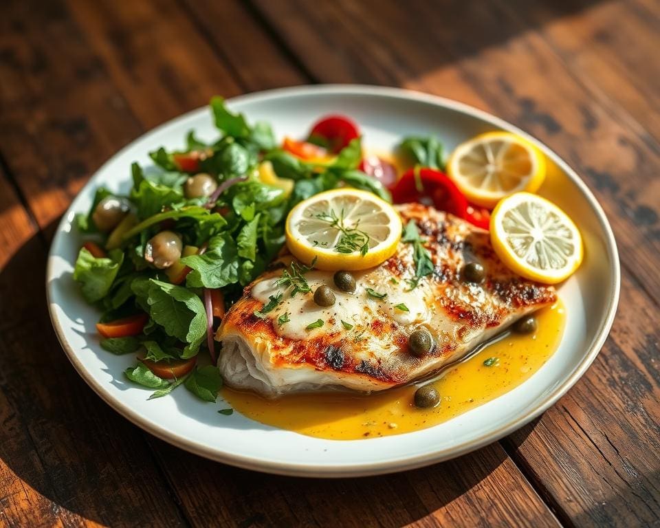 Gegrilde kabeljauw met citroen-kappertjessaus