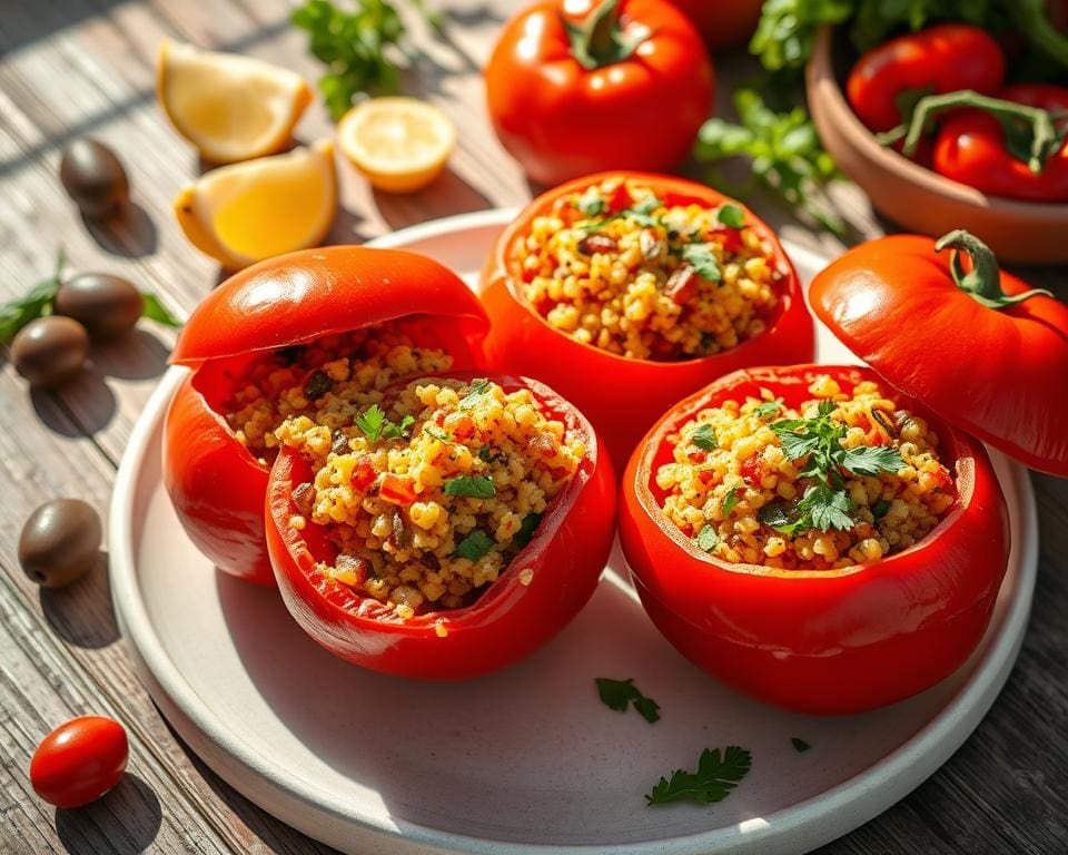 Gevulde tomaten met een couscousmengsel