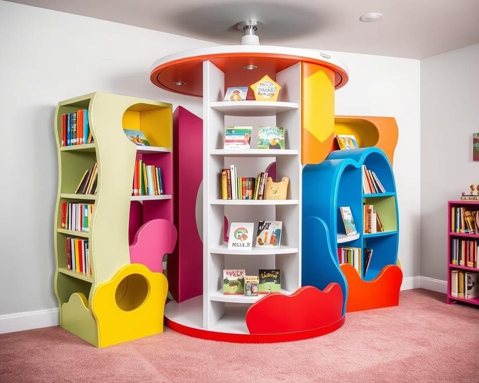 Kinderboekenrekken met een draaibaar design