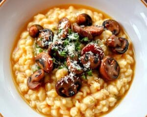 Risotto met paddenstoelen en Parmezaanse kaas