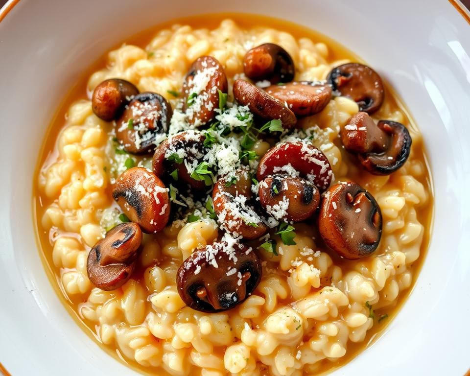 Risotto met paddenstoelen en Parmezaanse kaas