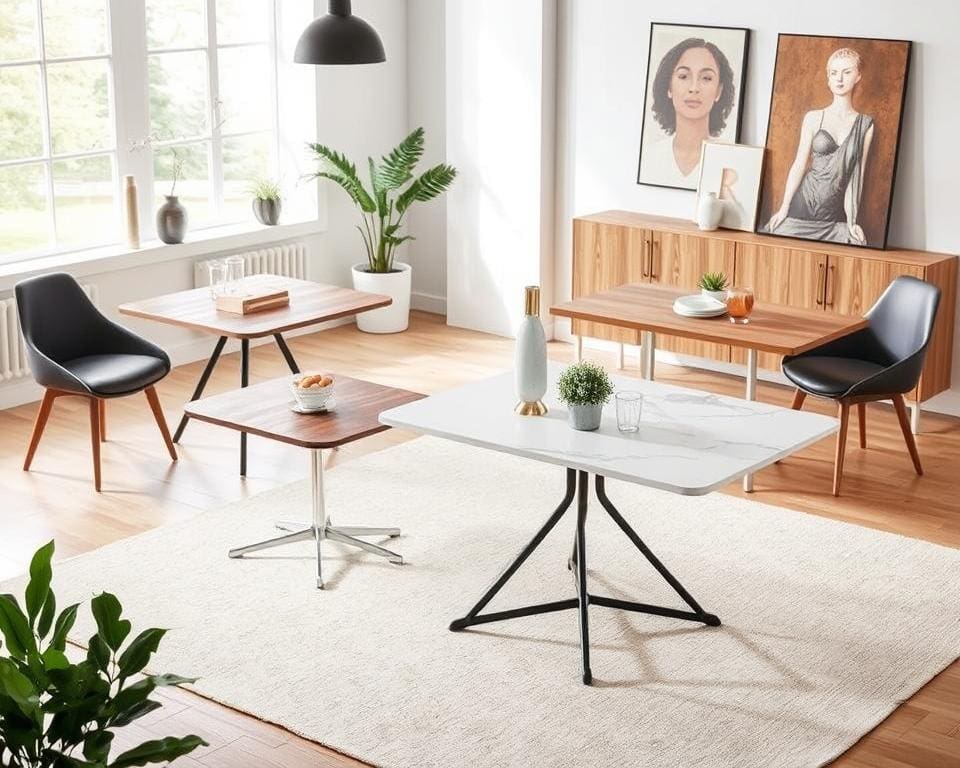 Tafels met verwisselbare bladen voor multifunctionaliteit