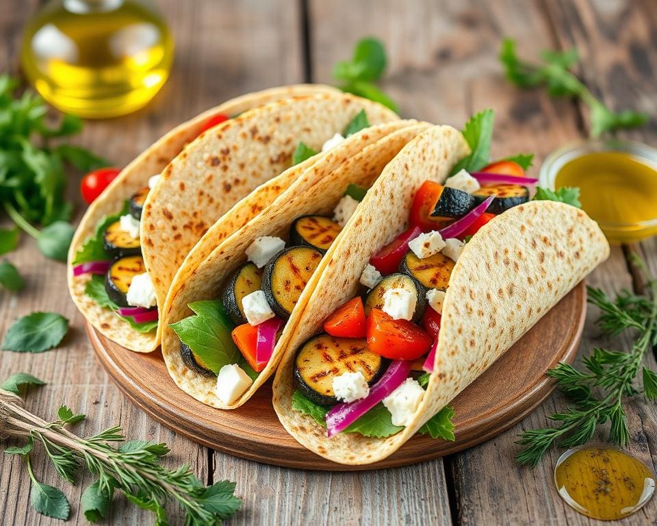 Volkoren wraps met gegrilde courgette en feta