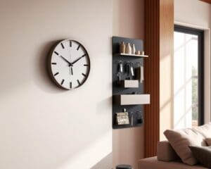 Wandklok met geïntegreerde wandorganizer