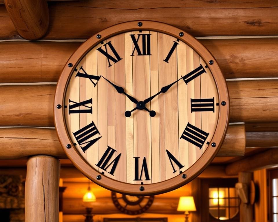 Wandklok met rustiek houten ontwerp