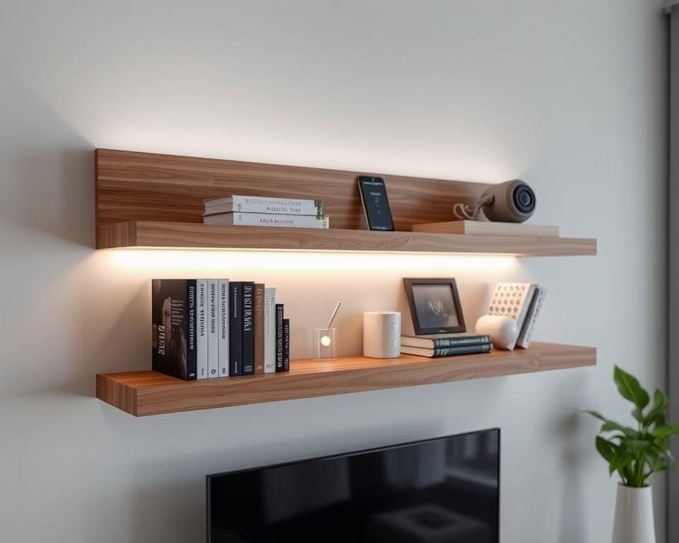 Wandplank met ingebouwde USB-poorten