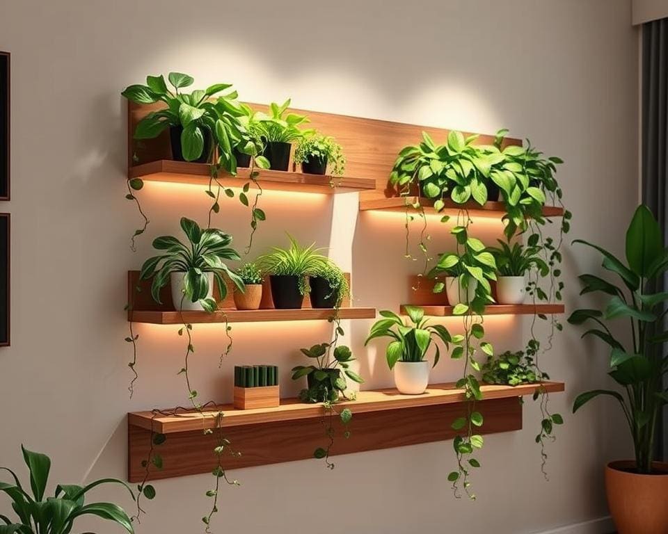 Wandrek met ingebouwde plantenhouders: groen en stijlvol