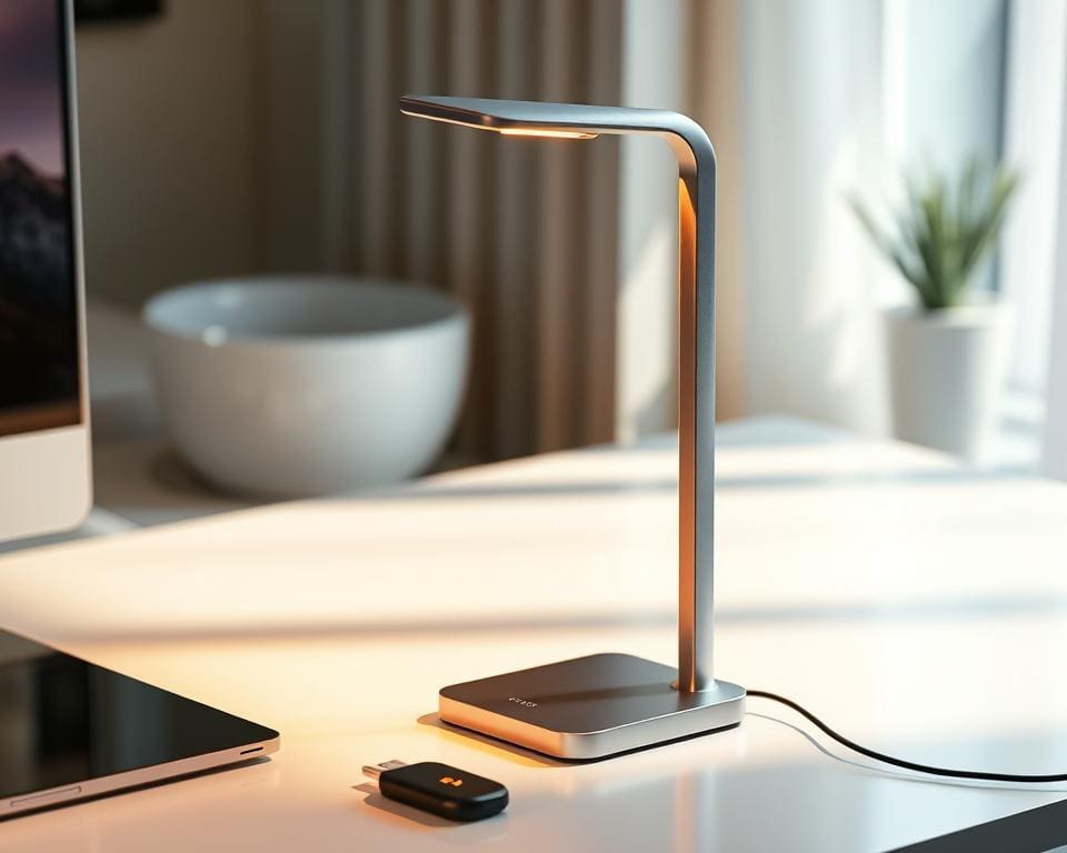 design bureaulamp met USB-oplader