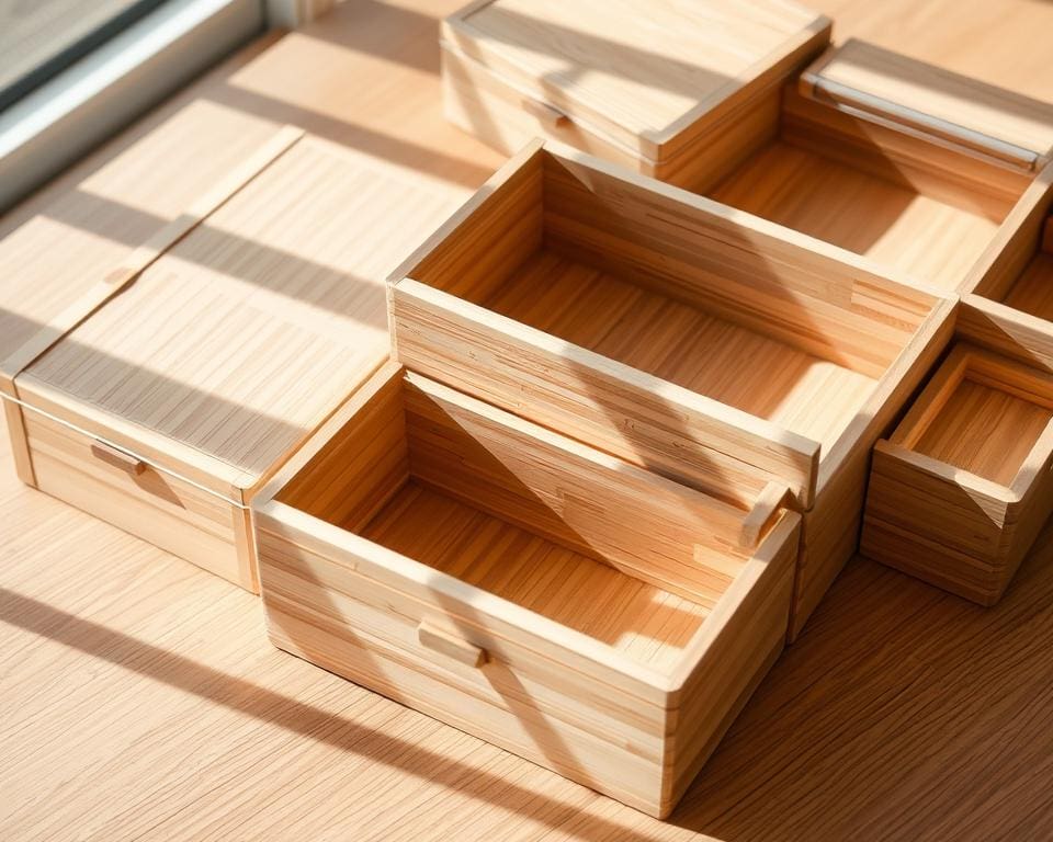 Bamboe opslagdozen met compartimenten voor netheid