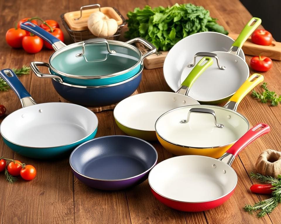 Koekenpannen met keramische coating voor duurzaamheid