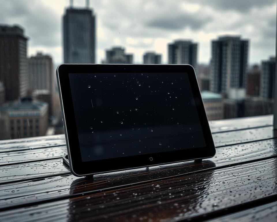 Is de V20 schermset geschikt voor regenachtig weer?