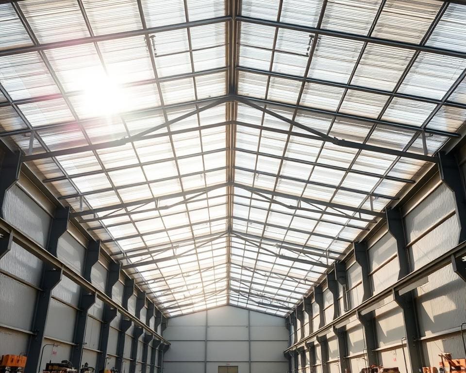 Toepassing van lichtdoorlatende platen in industriële daken