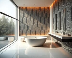 Een badkamer met luxe mozaïektegels als accent