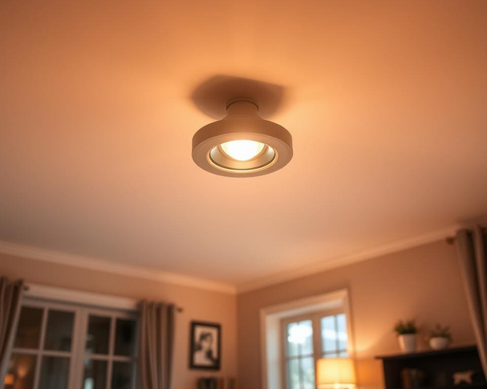 Een plafondspot die elke hoek van de kamer verlicht