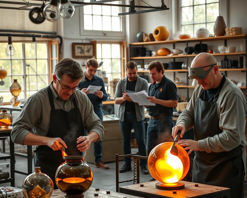 samenwerking van glasblazers en ontwerpers